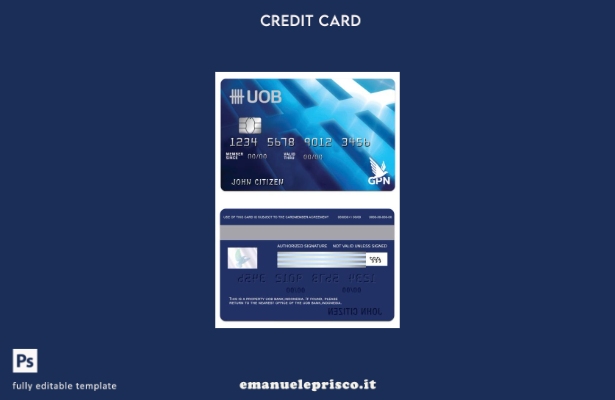 modello di carta di debito GPN della banca Indonesia UOB stile verificato